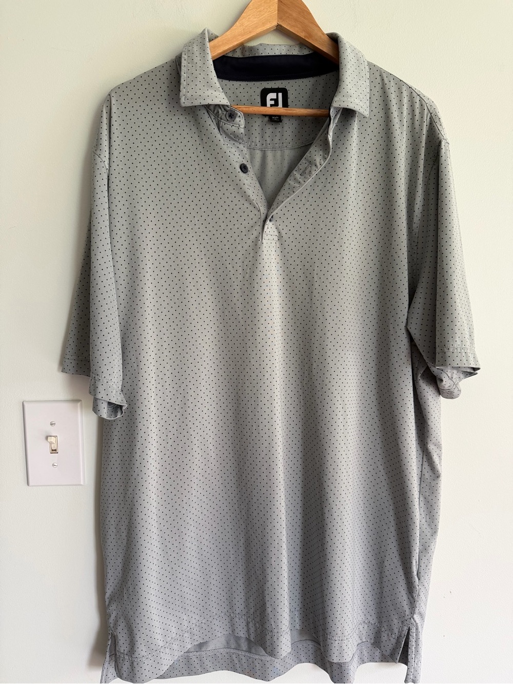 FootJoy Men's Grey Microdot Golf Polo Sport Athletic